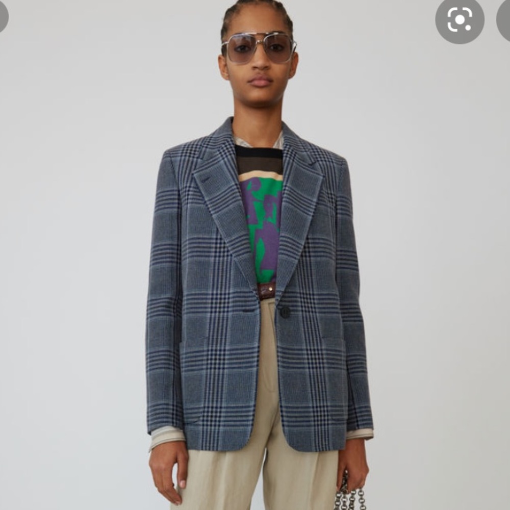 ACNE STUDIOS NOTCHED LAPEL CHECK PLAID BLAZER